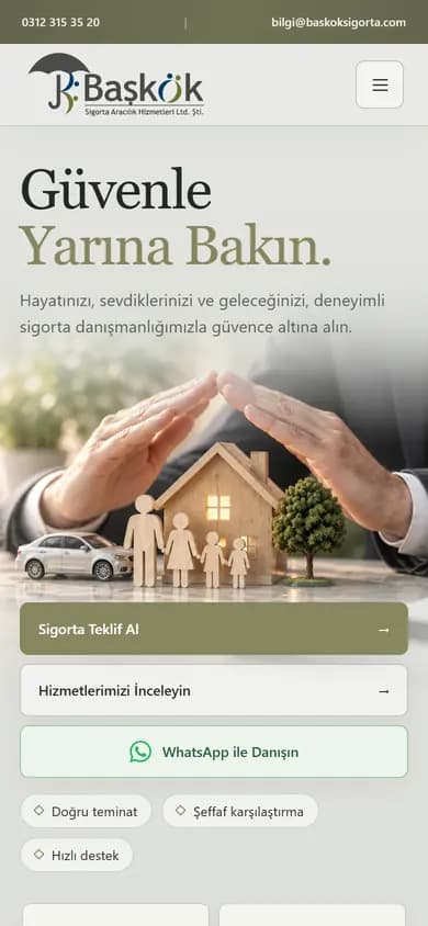 baskoksigorta.com ana sayfasının mobil ekran görüntüsü