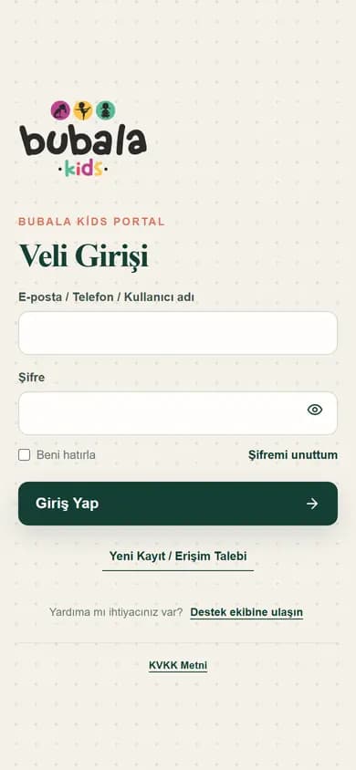 bubalakidsapp.com ana sayfasının mobil ekran görüntüsü