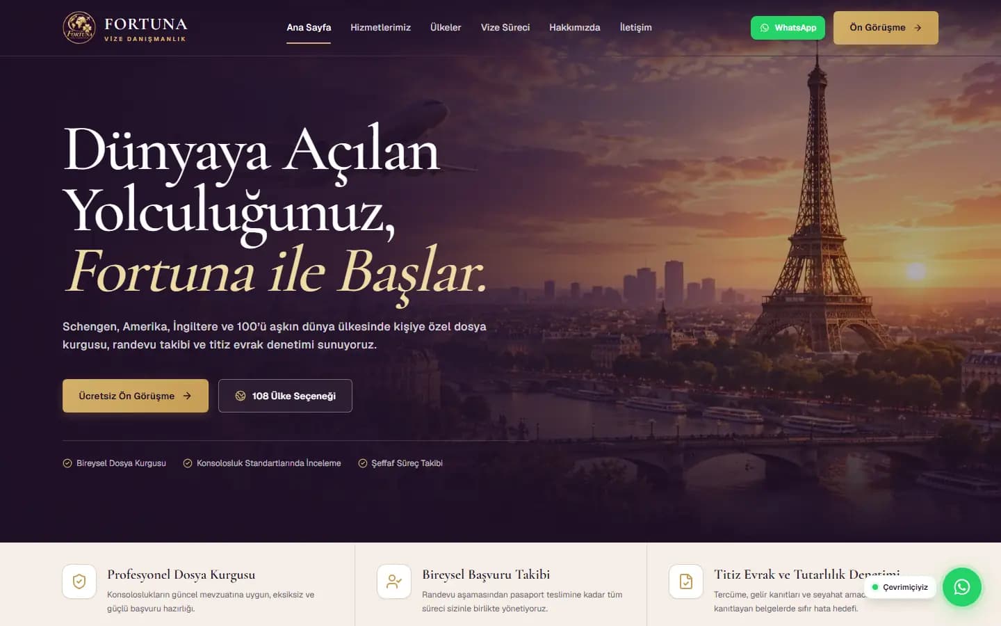 fortunavize.com ana sayfa ekran görüntüsü