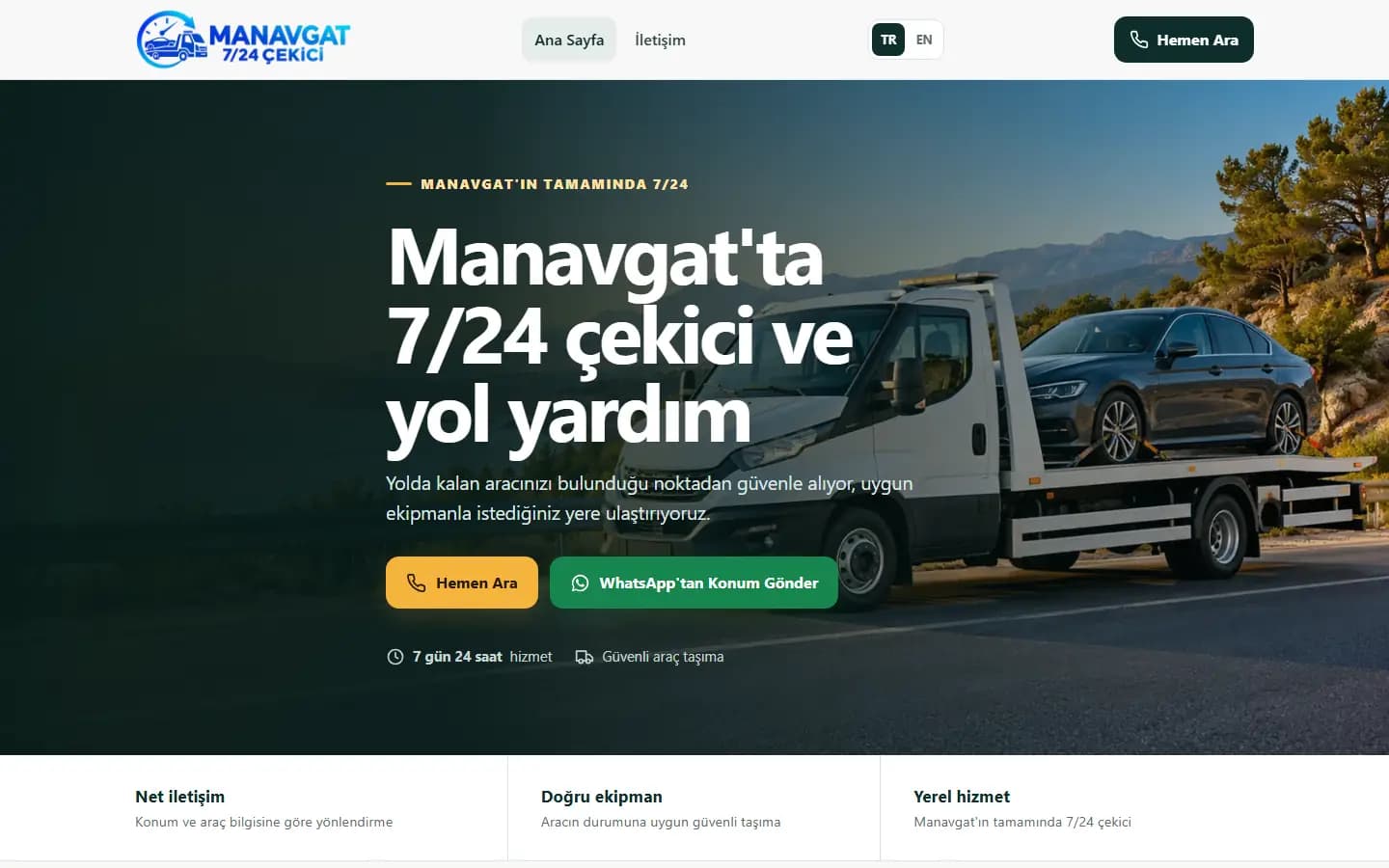manavgat724cekici.com ana sayfa ekran görüntüsü