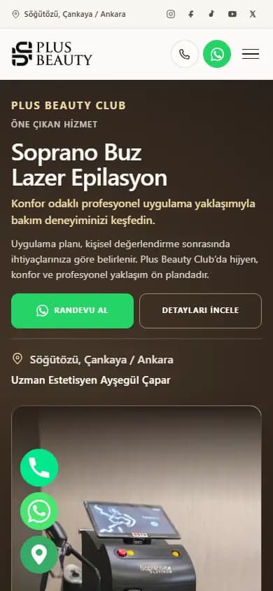 plusbeautyclub.com ana sayfasının mobil ekran görüntüsü